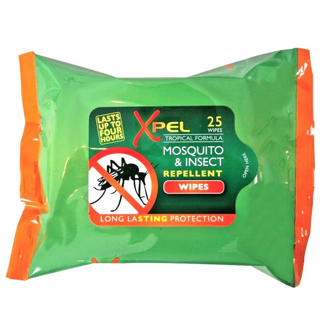 x3 XPEL Mosquito & Insect Repellent Wipes Long Lasting Protection - 25 Wipes