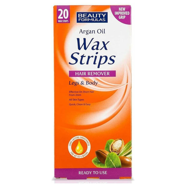 BEAUTY FORMULAS ARGAN OIL WAX STRIPS LEGS & BODY 20'S, (Pack Of 1)