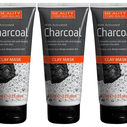 Beauty Formulas Clay Mask With Activated Charcoal 100ml x 3