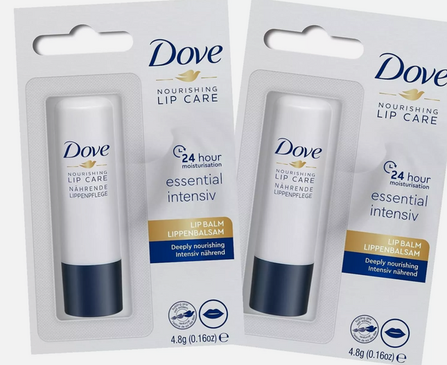 x2 Dove Nourishing Lip Care Essential Lip Balm