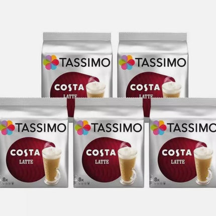 Tassimo Costa Latte 5 Pack - 40 Drinks Large Cup Size 325ml T Disc Pods
