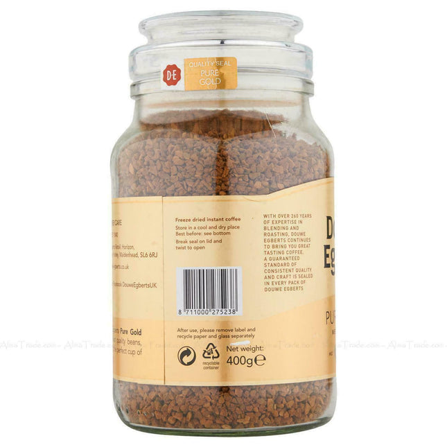 Douwe Egberts Pure Gold Medium Roast Ground Instant Coffee Granules Jar 400g