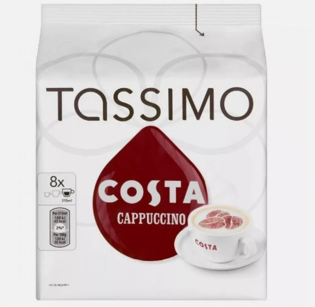 Tassimo Costa Cappuccino Coffee Pods Large Cup 8 Size T Disc Pods 215ml