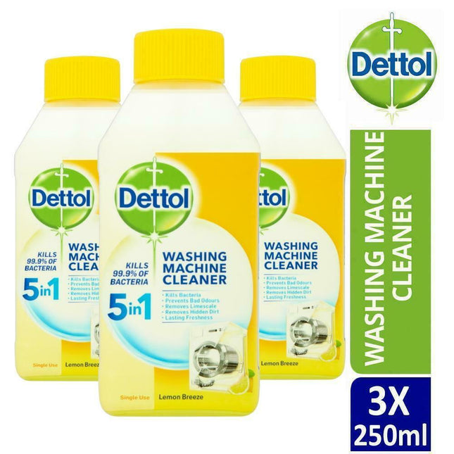 3 x Dettol Washing Machine Cleaner Lemon Breeze 250ml Removes Limescale And Dirt