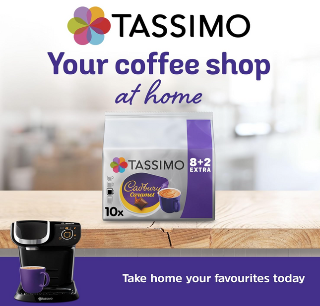 Tassimo Cadbury Caramel Hot Chocolate Pods x10 (Pack of 5, Total 50 Drinks)