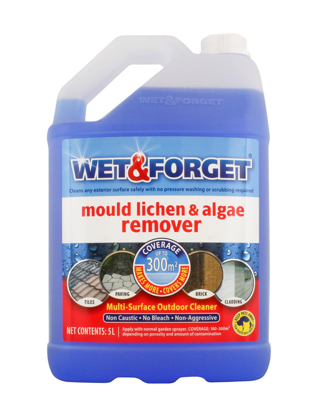 Wet & Forget Mould, Lichen & Algae Remover, Outdoor Cleaning Solution,- 5 Litre