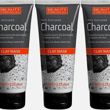 Beauty Formulas Clay Mask With Activated Charcoal 100ml x 3
